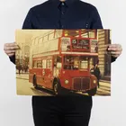 AIMEER двухслойный красный автобус Ностальгический ретро постер крафт-бумаги украшение для дома кофе бара Картина Настенная Наклейка 51x36 см