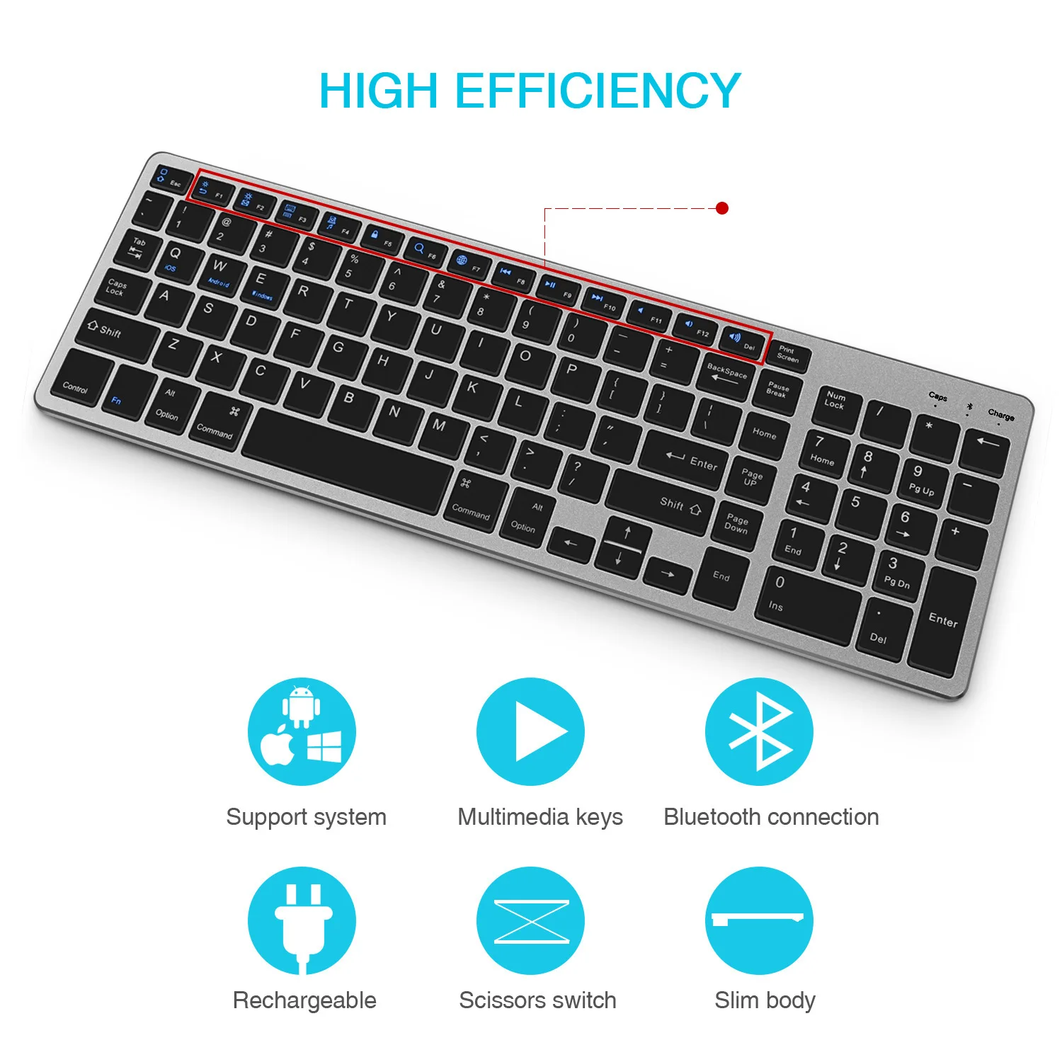 

Rechargeable Portable Bluetooth Wireless Keyboard Bluetooth keyboard Of IOS Android System Digital Keyboard Full Size