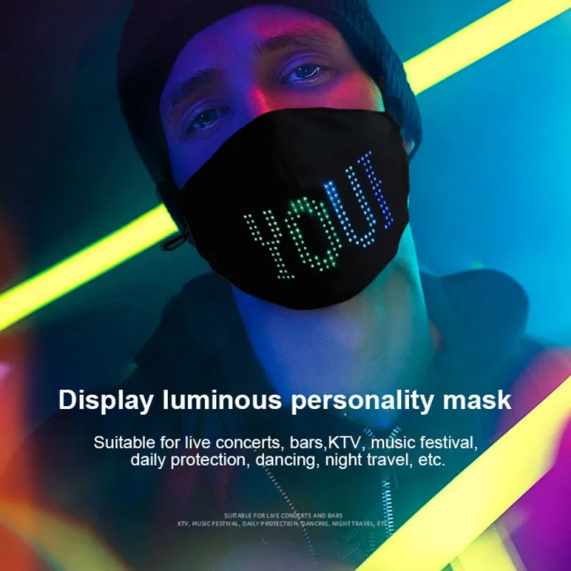 

Luminous LED-Mask Mobile Phone APP Edit Pattern Text Advertising Display Light Up Module Matrix Programmable Glow Party Supplies