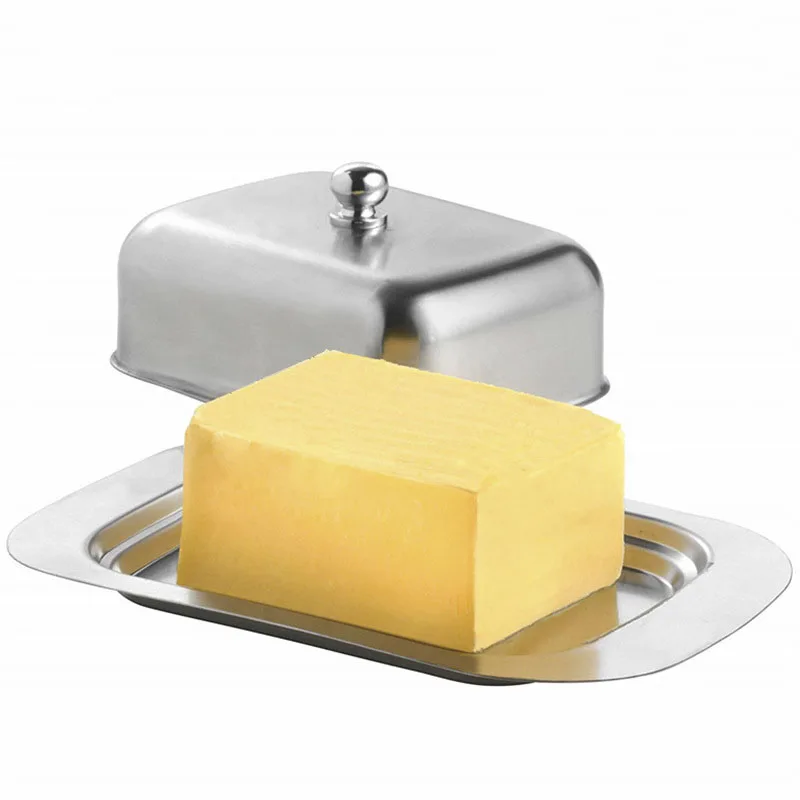 

Storage Container Stainless Steel Cheese Butter Box Storage Fruit Salad Dinner Tray Convenient Kitchen Cooking Dish Plates 1Set