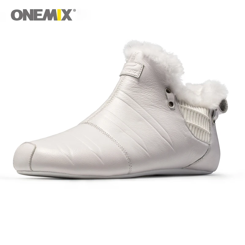 

ONEMIX Winter Warm Men's Walking Shoes Women Indoor Shoes Man Microfiber Leather Plush Indoor Slippers Waterproof Sock Shoes