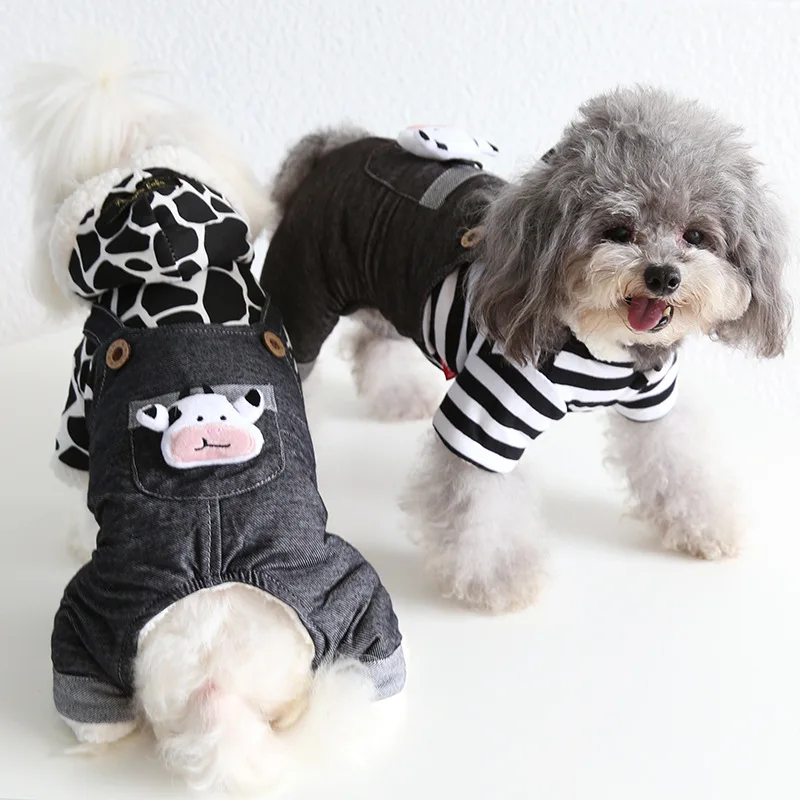 Теплая одежда для собак комбинезон с четырьмя штанинами костюм зимняя маленьких