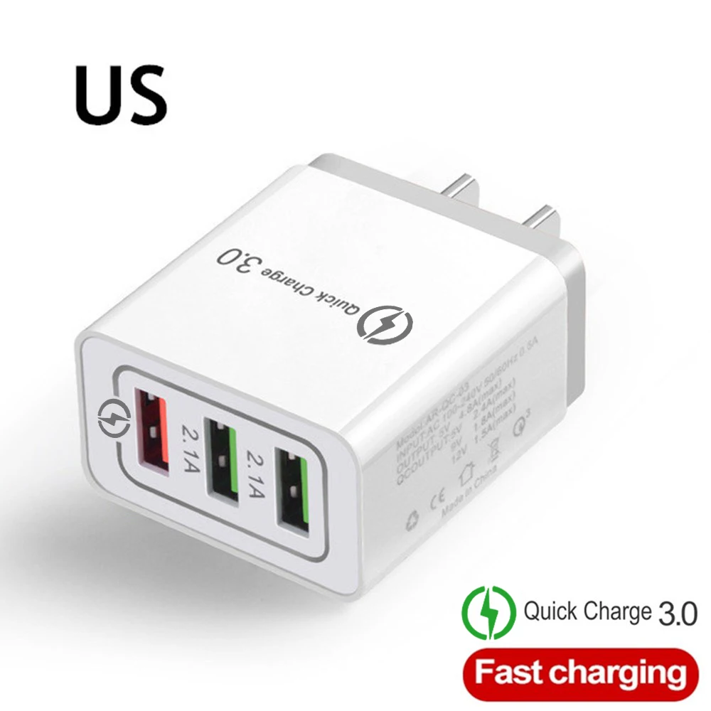 USB зарядное устройство EU/US вилка Быстрая зарядка 3,0 быстрое зарядное устройство настенное зарядное устройство для iphone 6 7 8 9 10 11 X samsung Xiaomi huawei зарядное устройство для телефона - Тип штекера: US  White
