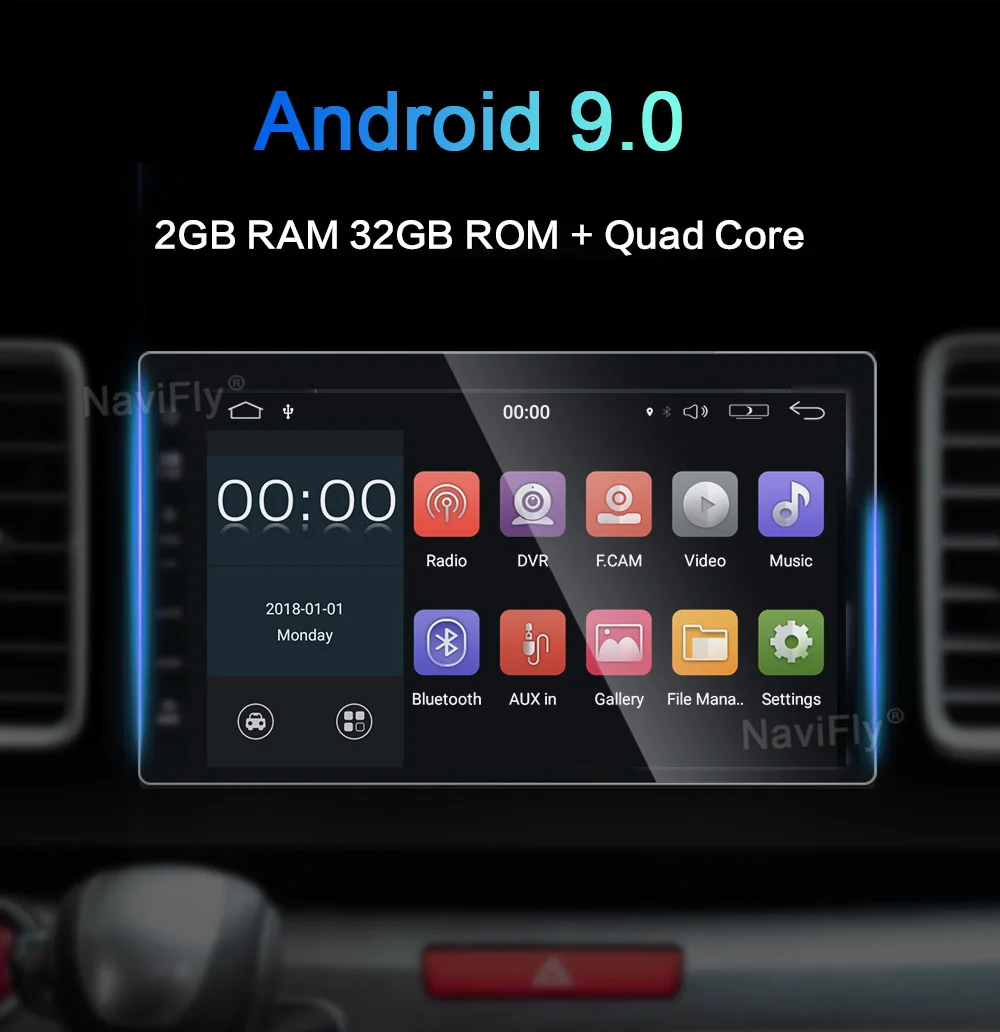 Android9.0 wifi 4G 2din 1din Универсальная автомобильная радио gps кассета с BT RDS DVR Камера просмотра OBD2 carplay
