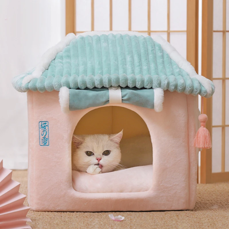 

Deep Sleep Pet Cat House Indoor Winter Warm Cozy Closed Cat Bed for Small Dogs Cats Kitten Teddy Comfortable Kennel Pet Supplies