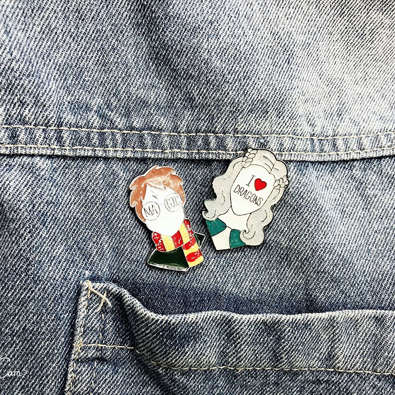 Брошь в виде фигурки хогварта эмалированный штифт булавки и броши значок для