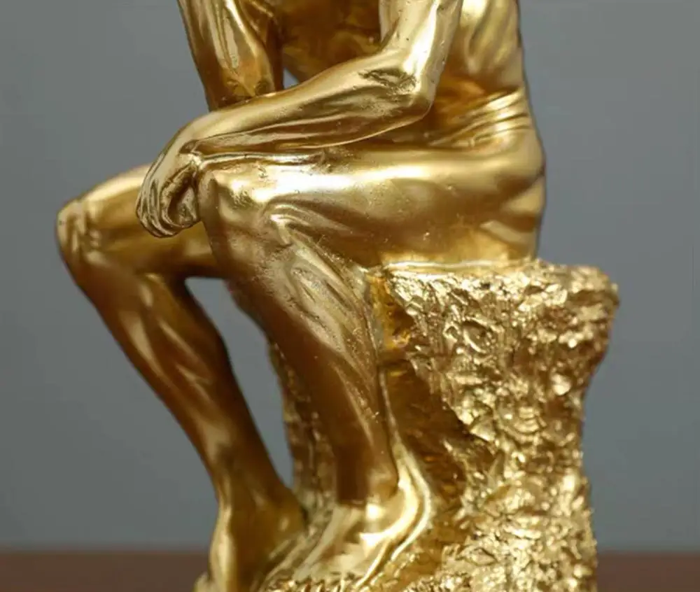 

Modern golden resin thinker artwork handcrafted office desk sculpture ornaments