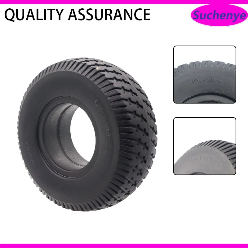 

9x3.50-4 Solid Tire For Warehouse Trolley Electric Tricycle Turf Rider Tread Lawnmower Golf Go Cart Pocket Bike Mobility Scooter