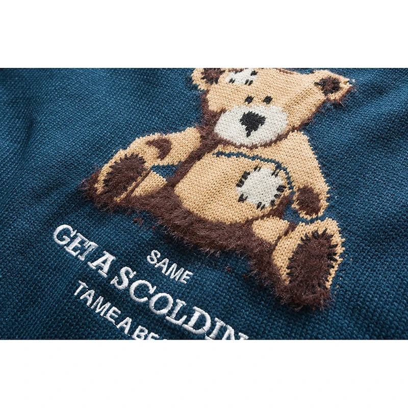 Свитер Mirecoo мужской вязаный пуловер с рисунком медведя свитер круглым вырезом из