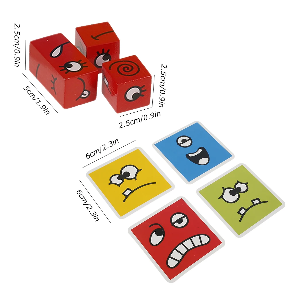 

Wooden Expression Puzzles Building Block Cartoon Cube Face Changing Montessori Toys Kids Intelligence Match Puzzle Party Games