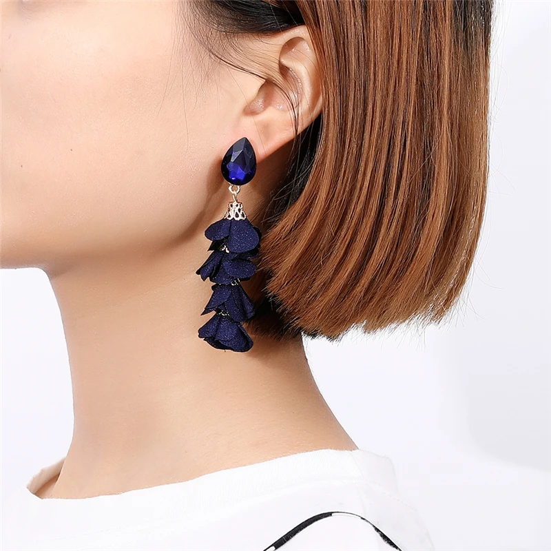 Женские серьги-подвески ZA серьги из ткани черного синего серого красного