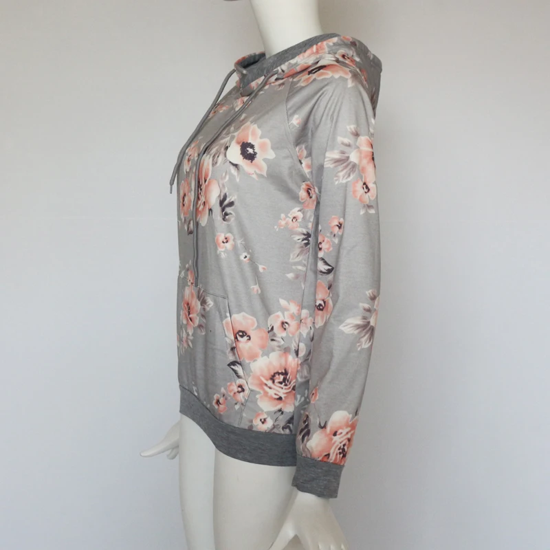 YMING Boho женские толстовки с цветочным принтом пуловер с длинным рукавом с капюшоном костюм с карманами Blackpink женская одежда