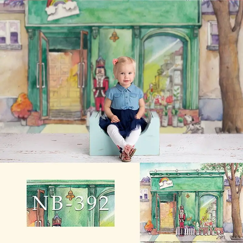 Фон для фотосъемки новорожденных с дверью магазина|Фон фотосъёмки| |