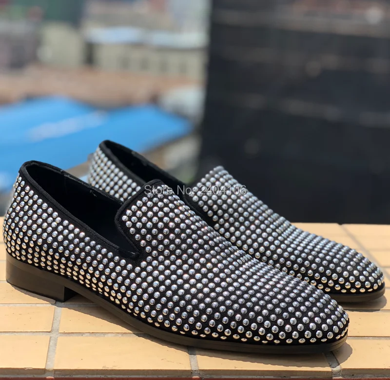 

New Arrival Party Men Shoes Breathable Casual Men Loafers Handmade White Crystal Comfortable Men Wedding Party dress shoes