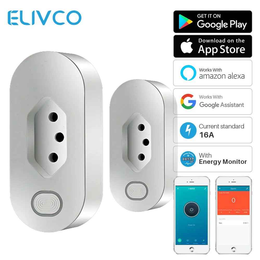 

Смарт-розетка с таймером и монитором энергии, 16 А, 2 шт.