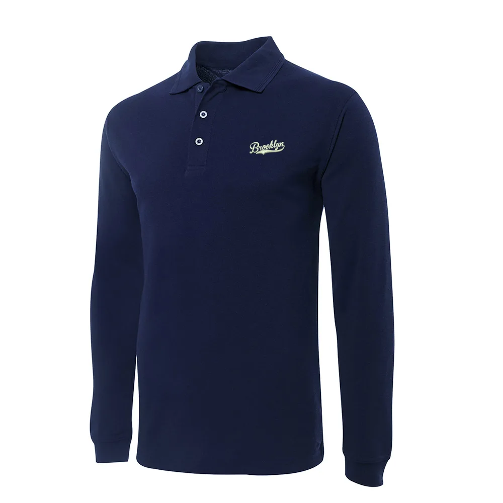 

Brooklyn Embroidery Long Sleeve Polo Shirts Embroidered Men's Shirts