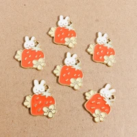 10pcs 2524mm cartoon enamel animal rabbit charms for jewelry making fruit strawberry charms pendants fit diy necklaces earrings