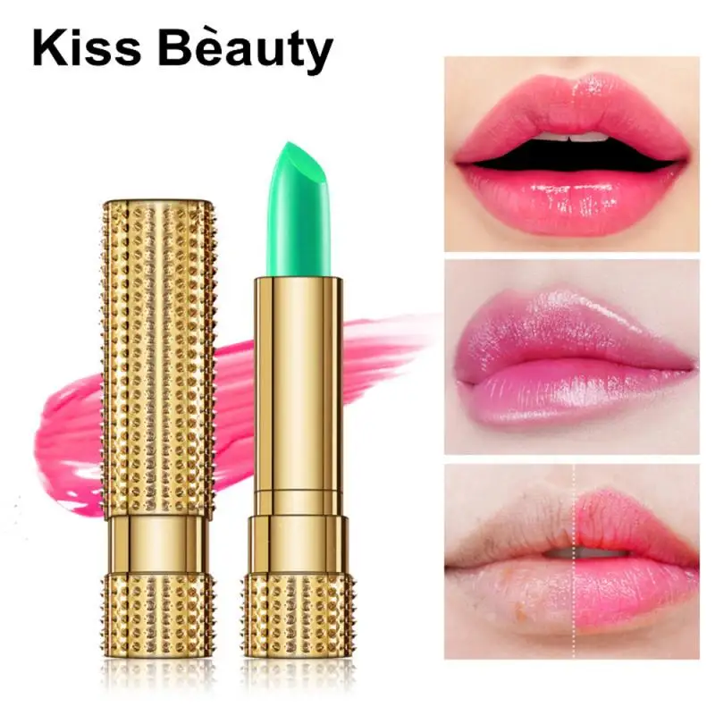 

Kiss Beauty Natural Aloe Vera Lipstick Temperature Change Color Red Lip Glaze Lasting Moisturizing Lip Balm Maquiagem TSLM2