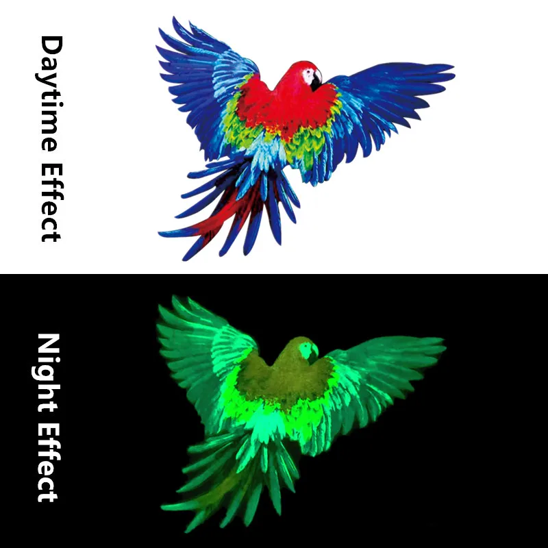 Светящиеся наклейки на одежду в виде попугаев | Дом и сад