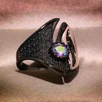 fashion two tone ring rainbow black rose gold for women wedding engagement ring jewelry