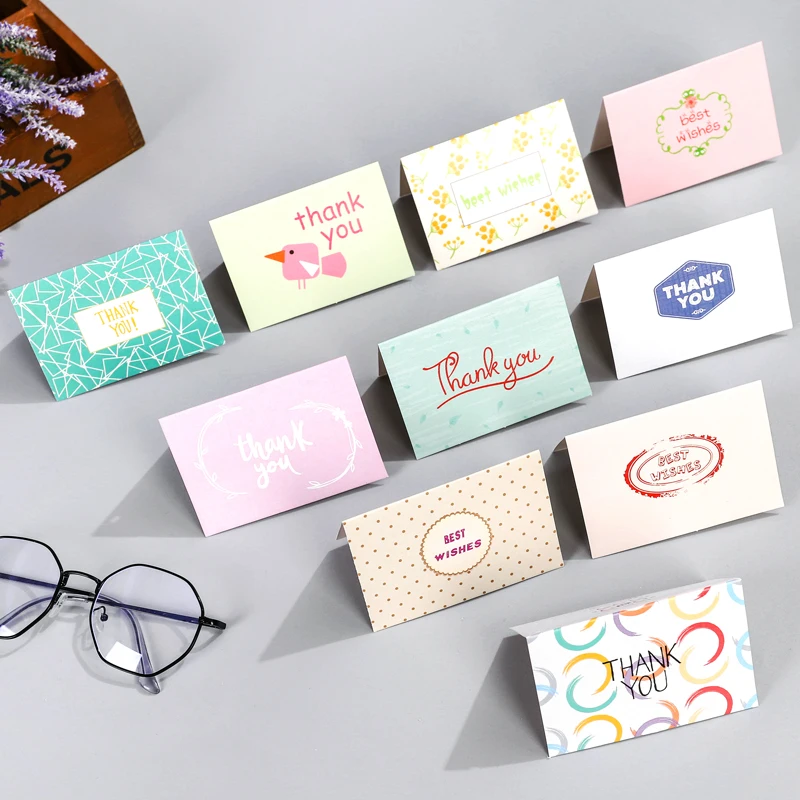 

15pcs/lot Mix Designs Colorful Thank You For You Folding Card Gift Message Card DIY decoration Holiday greeting card envelope