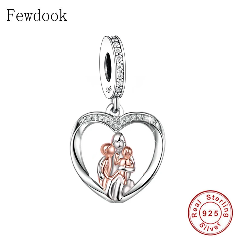 

Fit Original Charm Bracelet 925 Silver Harmonious Family Mother Embrace Two Baby Bead For Making Women Mother's Day Berloque