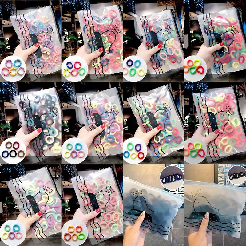 

Fashion 50/100Pcs/Bag Children Hair Gum Cute High Elastic Hair Band For Girl Headband Rubber Band Ponytail Baby Hair Accessories