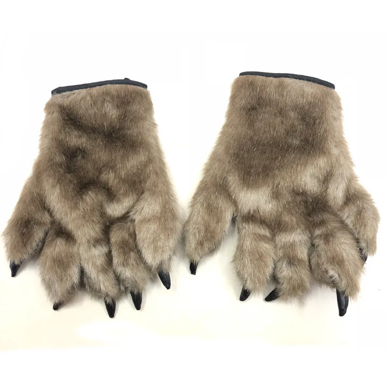 

1 Pair Werewolf Orangutan Simulation Wool Gloves Paw Plush Warm Gloves for Halloween Party Anime Cosplay Plush Accessories