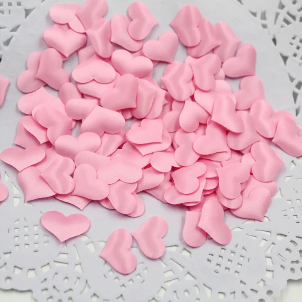 100 шт. шелковая губка сатиновая ткань Милые Лепестки в форме сердца Свадебные