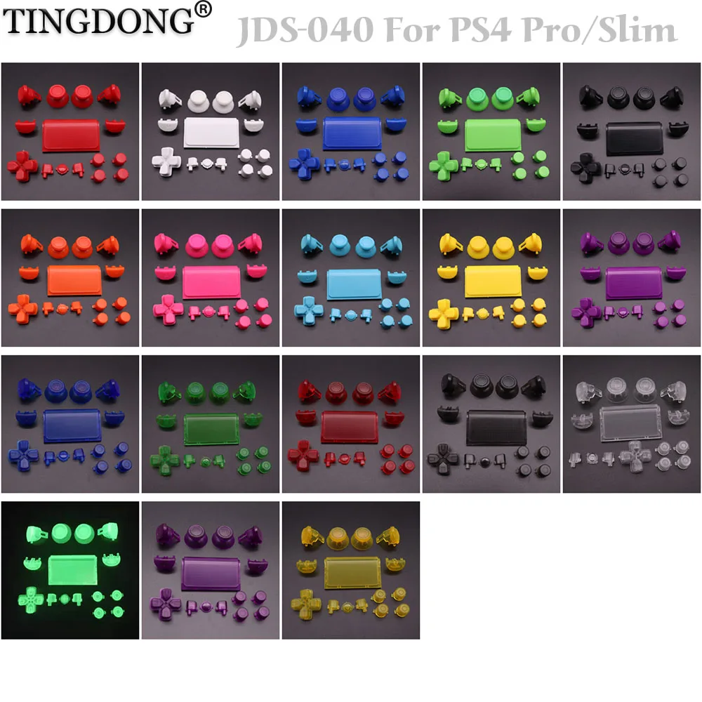 

Wholesale 18colors Full Set Joysticks D-pad R1 L1 R2 L2 Direction Key AB XY Buttons For Sony PS4 Pro JDS 040 JDM 040 Controllers