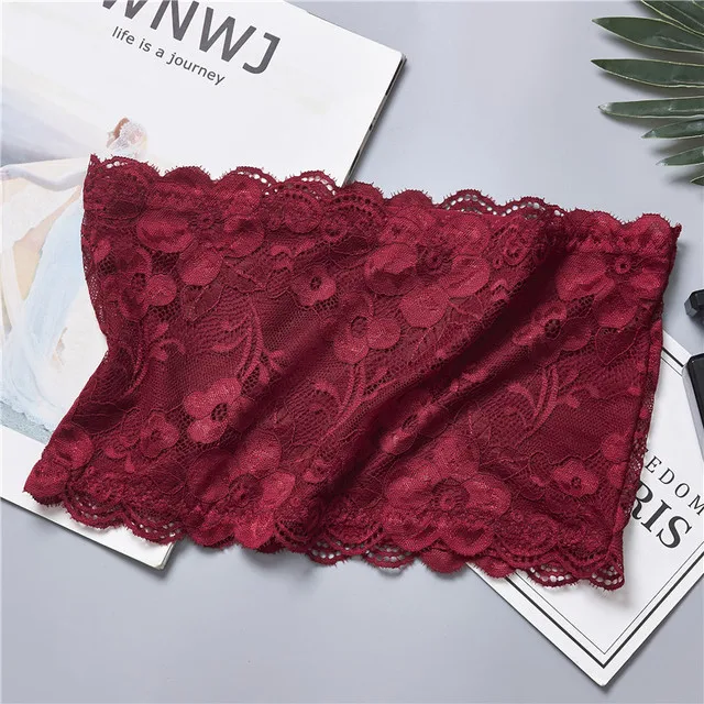 Сексуальные кружева Bralette труба топы бандо Лето Для женщин кружевной бюстгальтер танки топы бандо Жилет для девочек нижнее белье сексуальное женское белье плюс Размеры - Цвет: No Pads Red