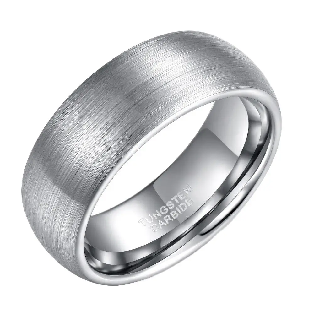 

Серебряное кольцо 8 мм для мужчин, кольцо из карбида вольфрама с цветным куполом, мужские обручальные кольца с матовой поверхностью, обручал...