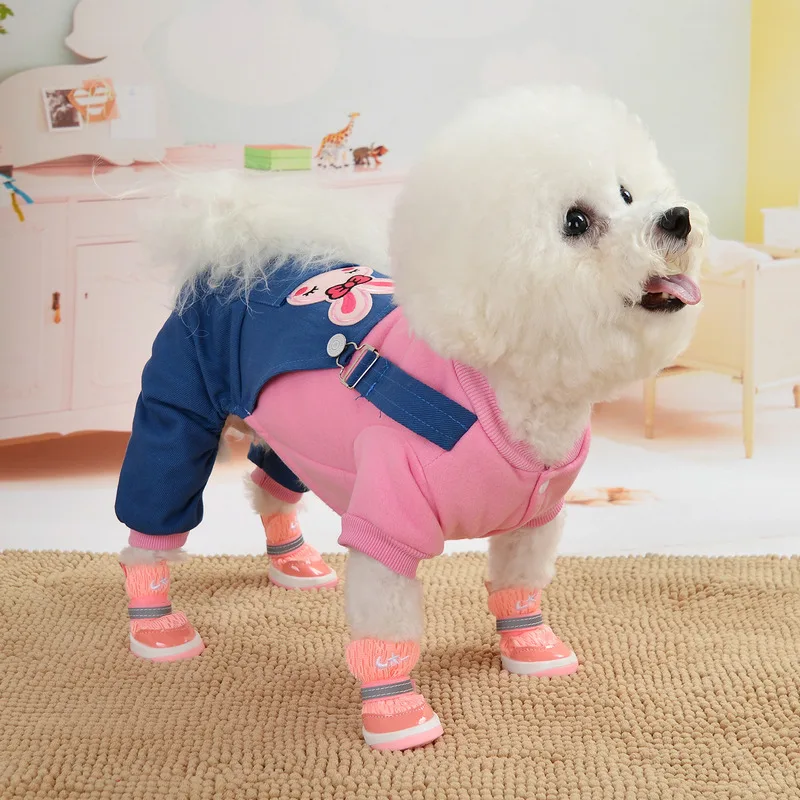 Мультяшная Одежда для собак зимний наряд щенков комбинезон животных комбинезоны