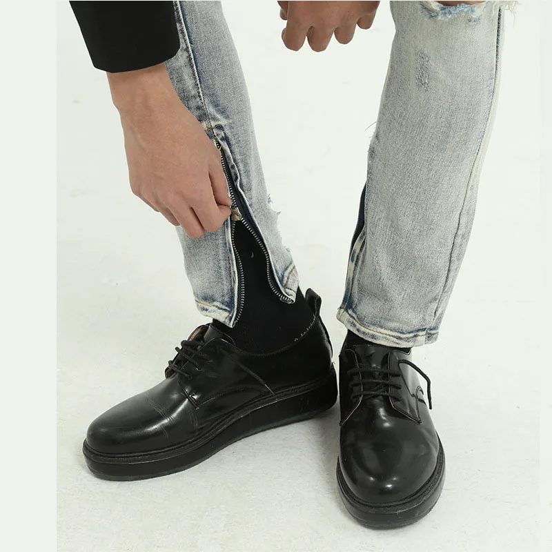 Джинсы мужские облегающие в стиле хип хоп повседневные брюки до щиколотки