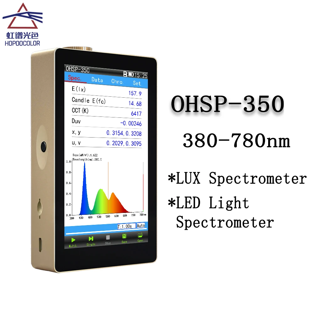 

Hopoocolor handheld spectrometer OHSP-350 380-780 nm LED light spectrometer or LUX meter for cheap price