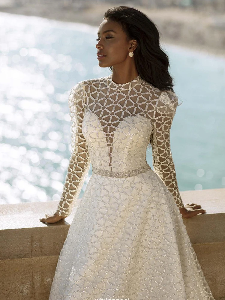 

Hi Shy Bride New Simple Wedding Dress Backless Sleeveless Design Chiffon Lace Bride Dresses Princess Dress Plus Size Tailor-made