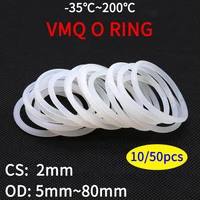 1050pcs vmq white silicone ring gasket cs 2mm od 5 80mm food grade waterproof washer rubber silicone gasket rubber o ring