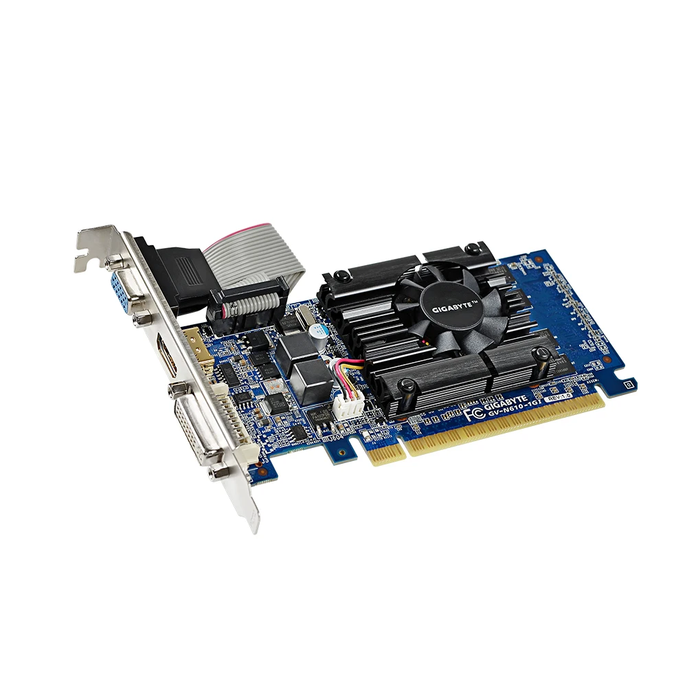 Видеокарты Gigabyte GV-N610-1GI 64 bit GT 610 1GB DDR3 HDMI DVI VGA для Nvidia Geforce GT610 оригинальная б/у видеокарта