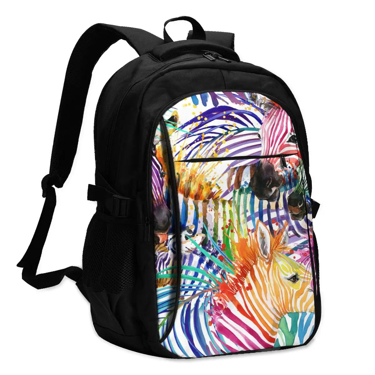 

2021 Прохладный печати ноутбук рюкзак Радужная Зебра зарядка через USB путешествия Для женщин Мужской школьная сумка Mochila