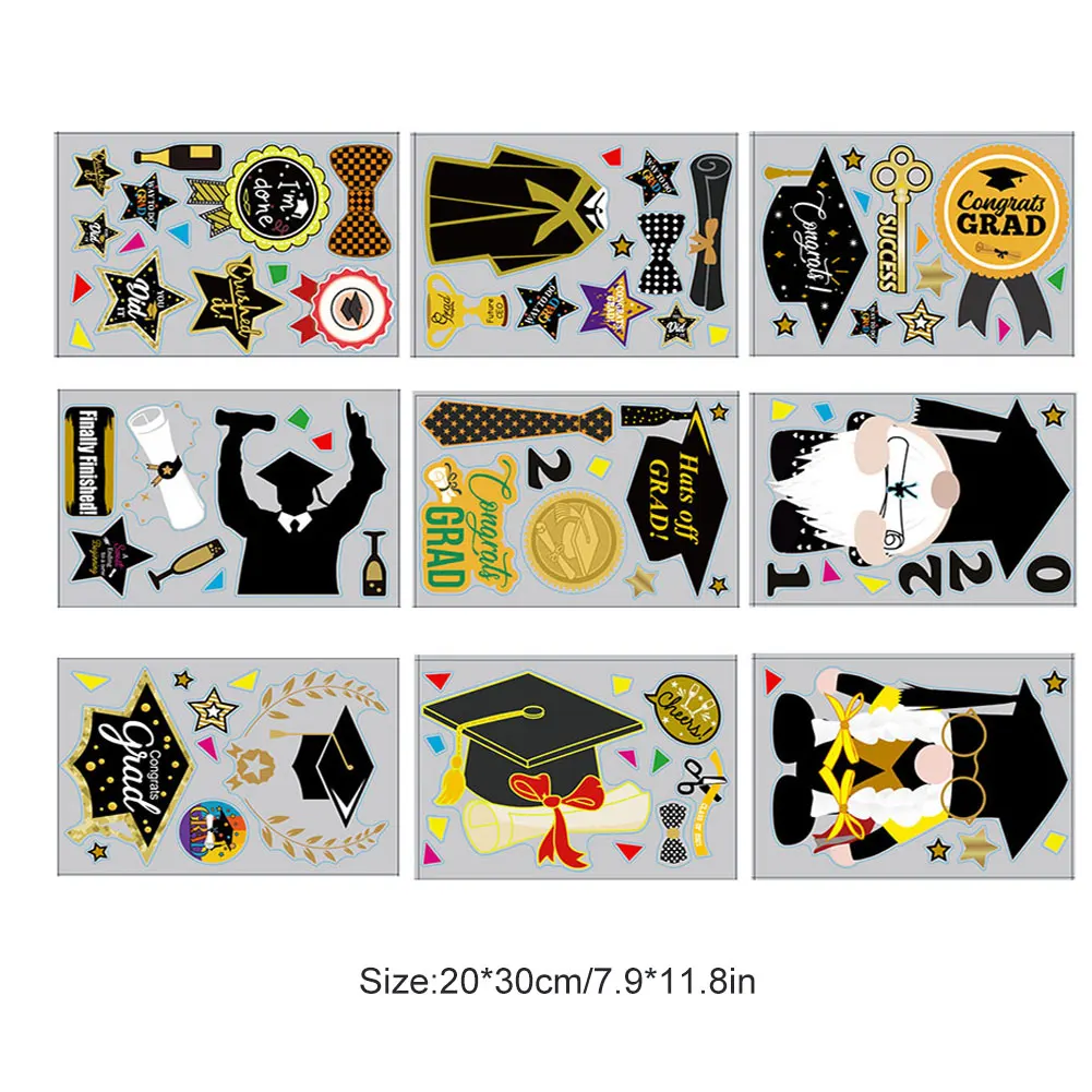 

Graduation Decor Wall Stickers Double-Side Printing No Glue Marks Decal Stickers Window Stickers Graduation Party Decor Supplies