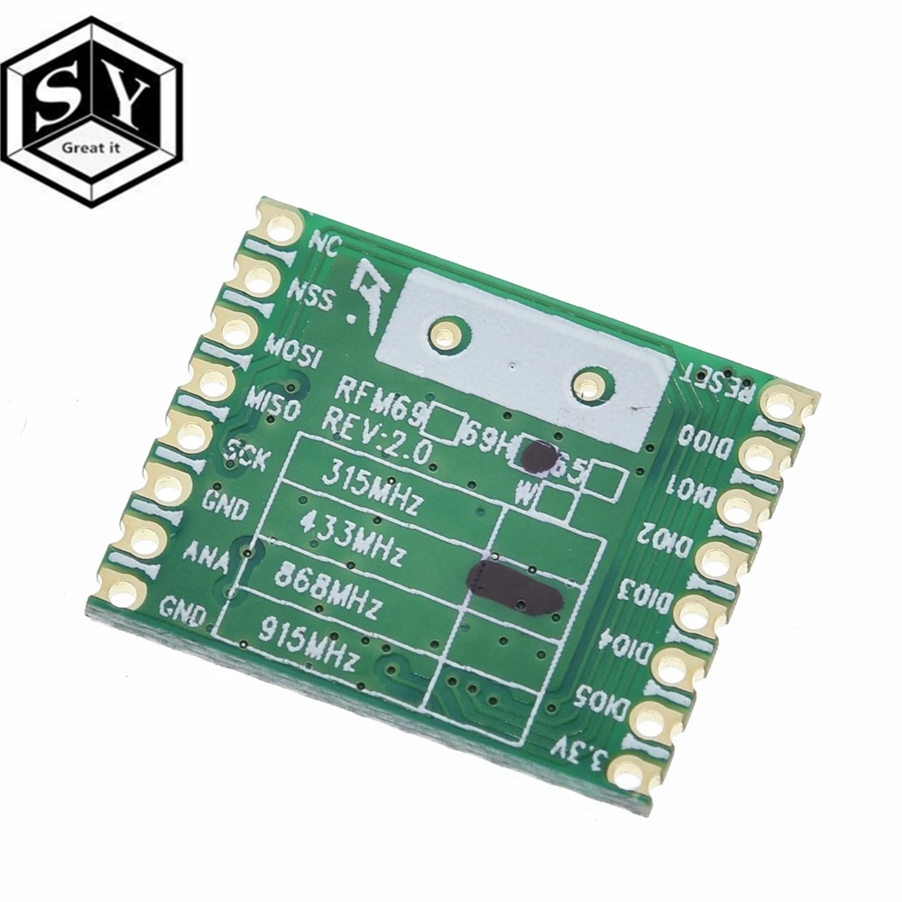 Беспроводной приемопередатчик Great IT RFM69HW модуль 868 МГц/433 МГц/915 МГц + 20dBm HopeRF 868S2 для
