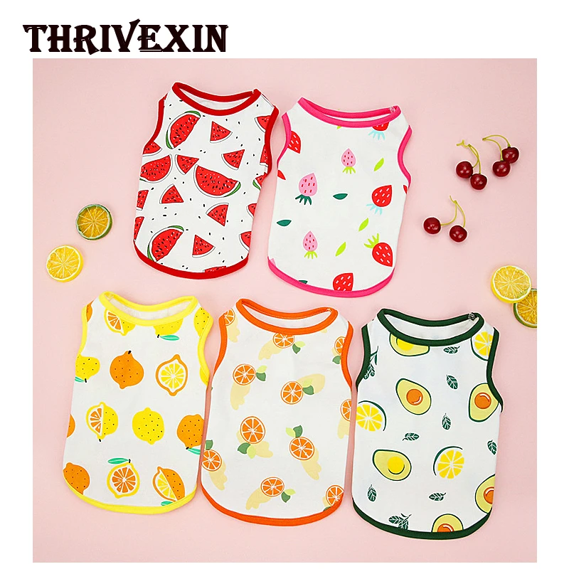 

Dog Clothes Small Dogs Cute Printed Fruit Summer Tshirt Puppy Dog Clothing Pet Cat Vest Cotton T Shirt Pug Apparel Costumes