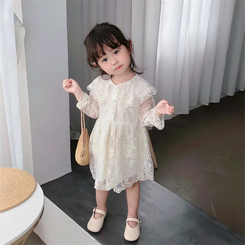 

1-7T Toddler Kid Baby Girl Clothes Mesh Lace Dress Elegant Long Sleeve Spring Outfit Cute Sweet Party Club Princess Dress
