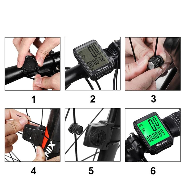 Компьютер велосипедный Водонепроницаемый проводной с большим экраном 2 1 дюйма