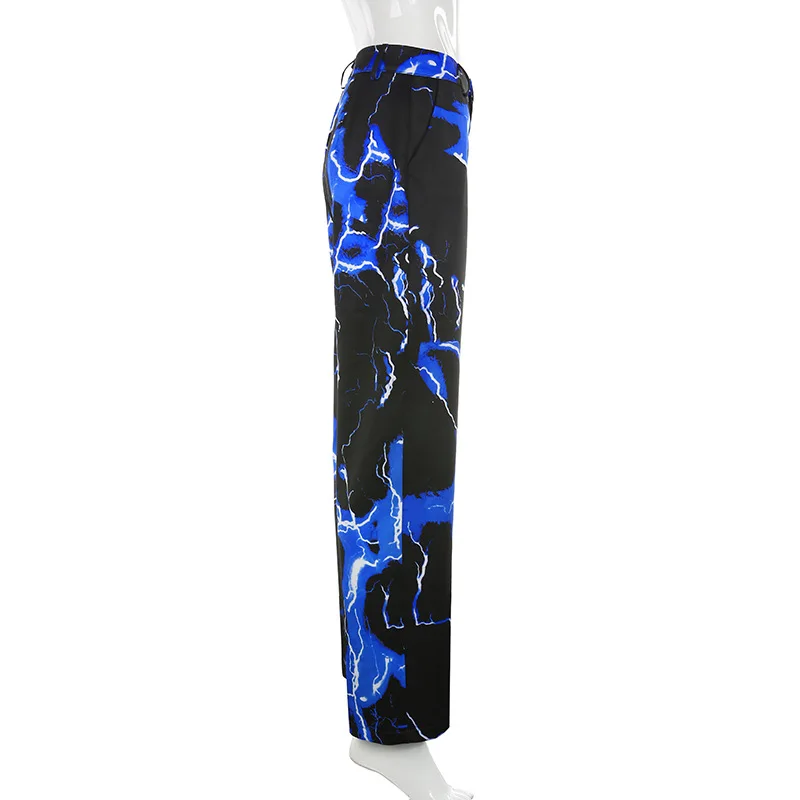 

Muyogrt Lightning Print Streetwear Cargo Pants Women Casual Ladies Joggers Trousers High Waist Hippie Baggy Pants Autumn Winter