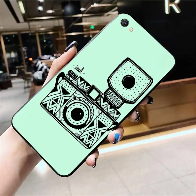 

Retro camera pattern Bling Cute Phone Case For Vivo Y91c Y17 Y51 Y67 Y55 Y93 Y81S Y19 V17 vivos5