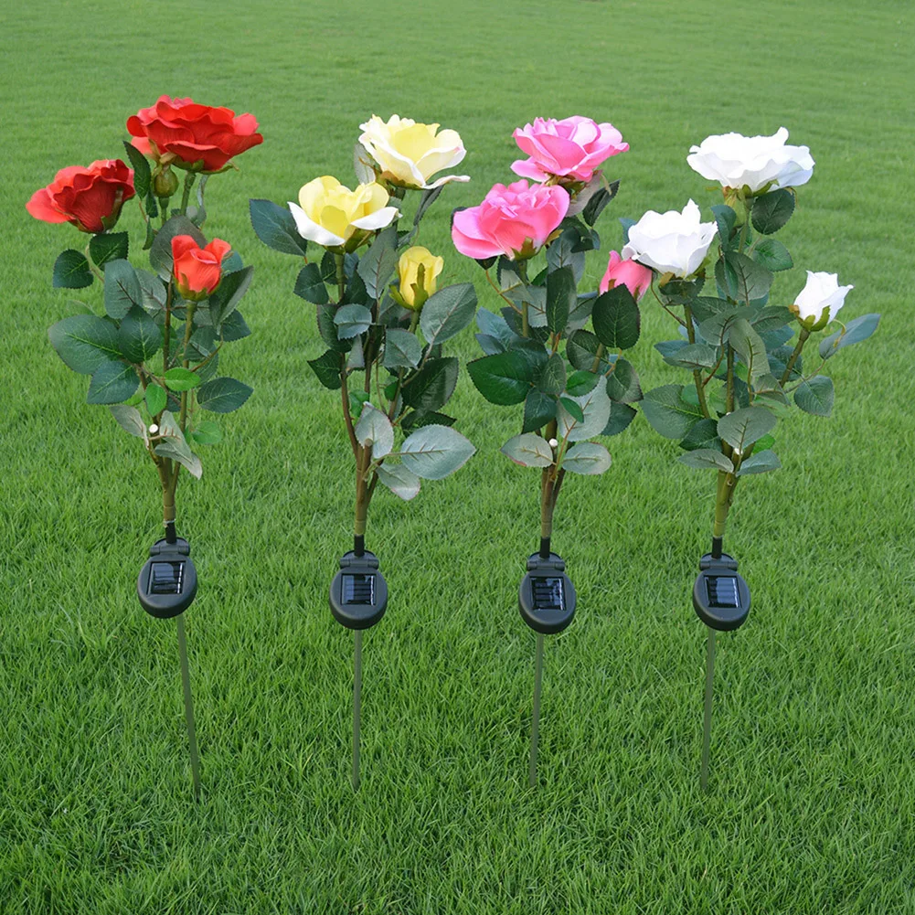 

LED Solar Light 3-Rose Flower Lawn Stake Lamp Yard Waterproof Landscape Decoration Outdoor Garden Lighting Lamp
