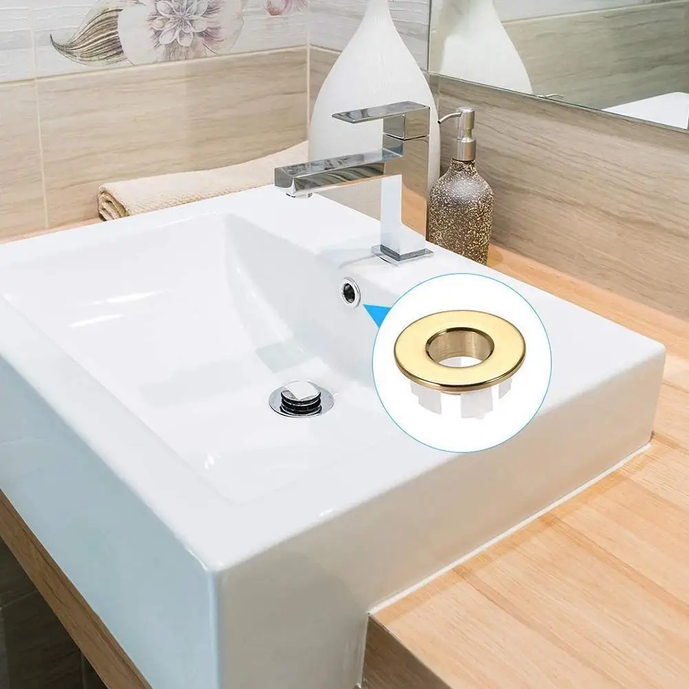 

Bathroom Basin Faucet Sink Brass Six-Foot Ring Overflow Universal Hole Washbasin Plug Overflow Cover Insert Replacement Fil W1D1