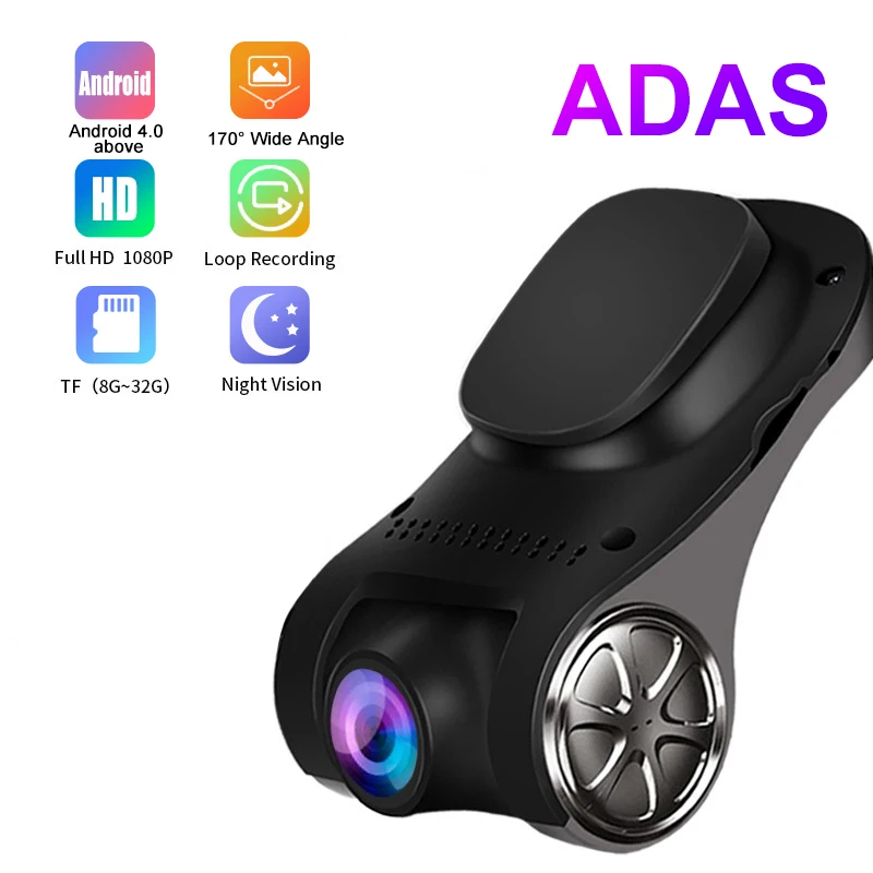 Автомобильный видеорегистратор ADAS 1080P FHD 170 ° функция ночного видения USB для Android 4 0