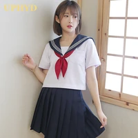white three lines school uniform 2021 japanese college high school girls student uniforms sailor suit white tops pleated skirt